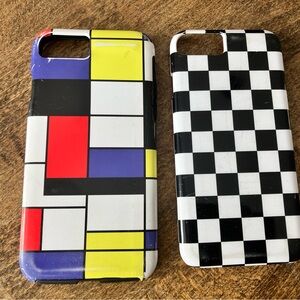 Pair of 2 cell phone mod pop art cell phone covers Mondrian checkerboard SALE